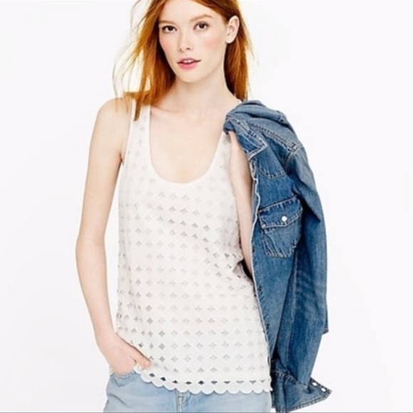 J. Crew Tiered Eyelet Dot Tank Top - Picture 1 of 6